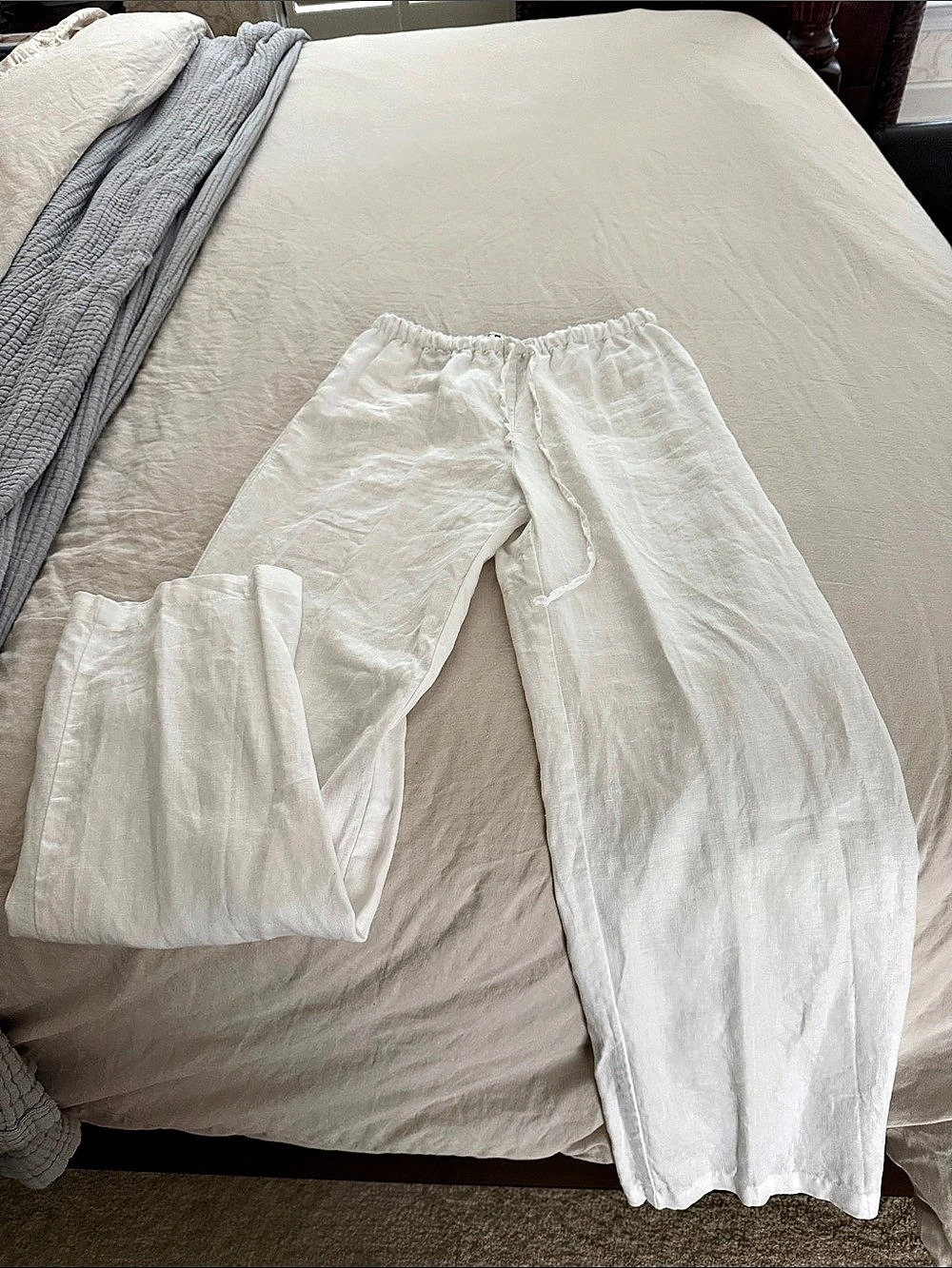 Reformation Unlined Linen Straight Leg Pants in White XS